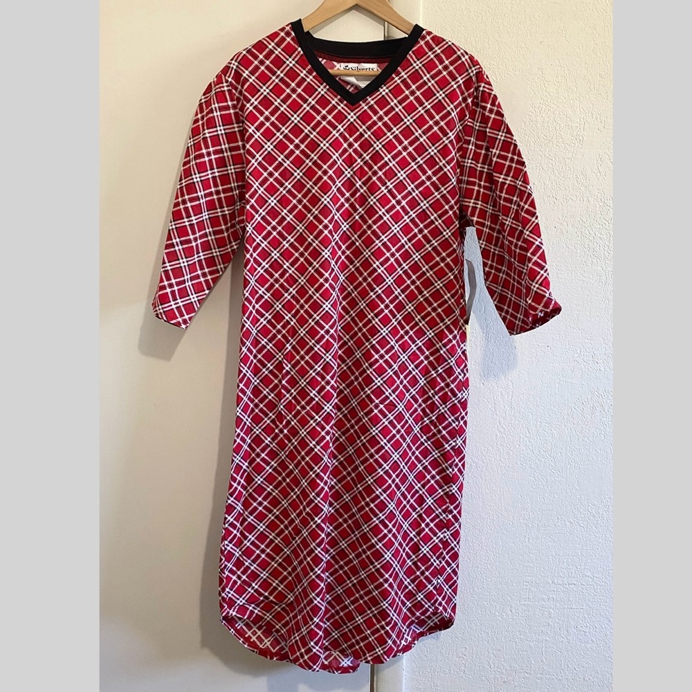 Silverts Adaptive Men's Flannel Plaid Hospital‎ & Home Care Gown Small NWT
